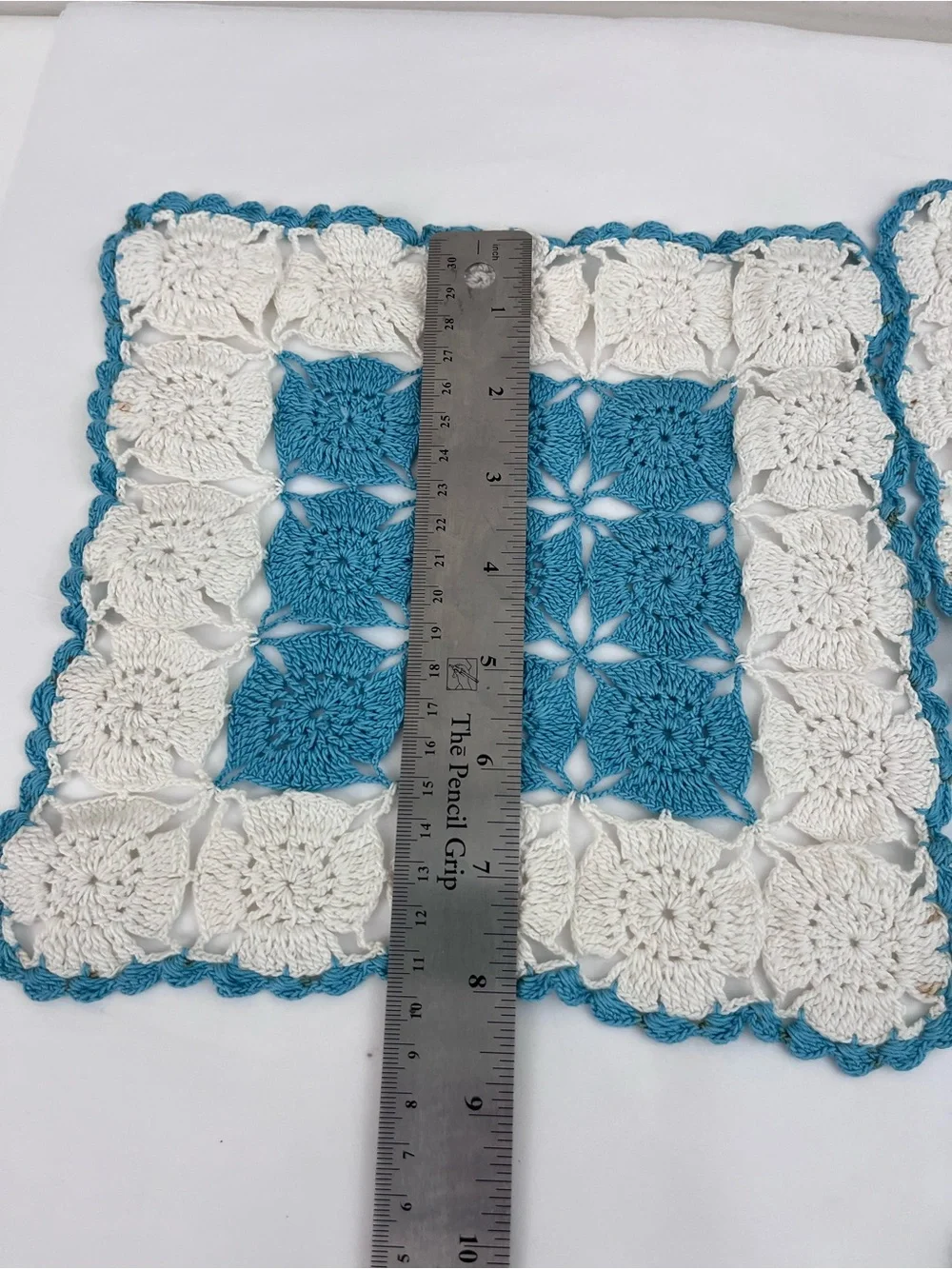 Matching Doily Set Teal and Cream